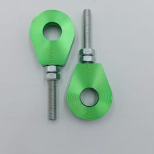 2 Kettenspanner Grün Paar CNC Gefräst p. Simson S51 S70 KR51 SR50 S53 S83
