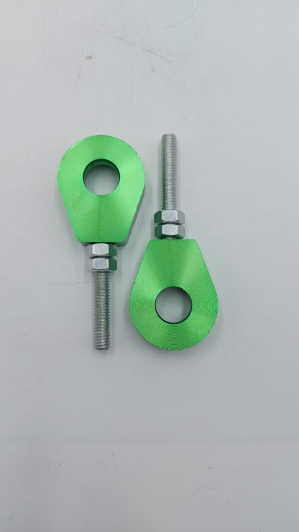 2 Kettenspanner Grün Paar CNC Gefräst p. Simson S51 S70 KR51 SR50 S53 S83